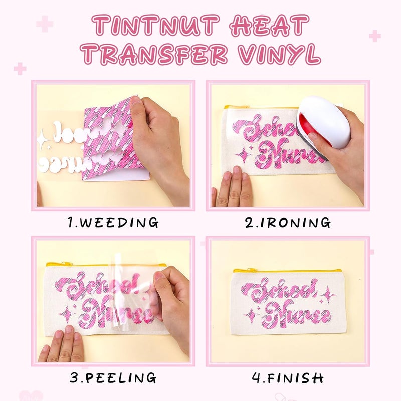Tintnut Medical Stethoscope Patterned Heat Transfer Vinyl - 10 Sheets 12" x10 Hospital Nurse HTV Iron on Vinyl for DIY Fabrics - Image 4
